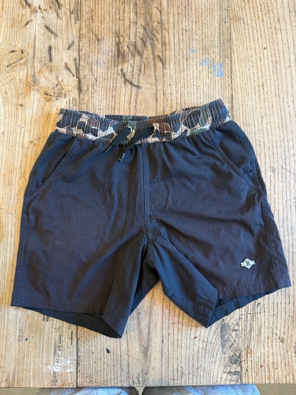 Burlebo Boys Charcoal Swim Shorts with Camo Waistband
